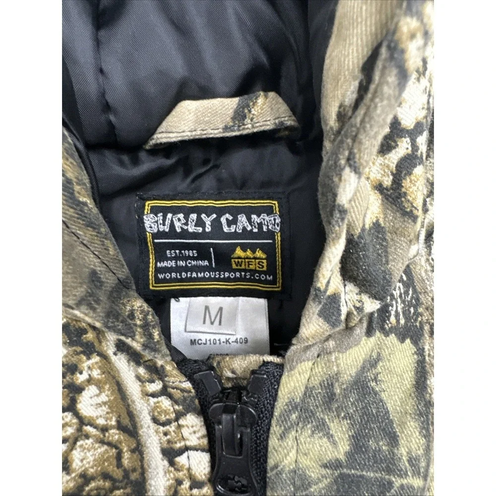 WFS Burly Camo Hooded Hunting Coat Jacket Kids Size M Quilted Lined Full-Zip - Picture 4 of 10
